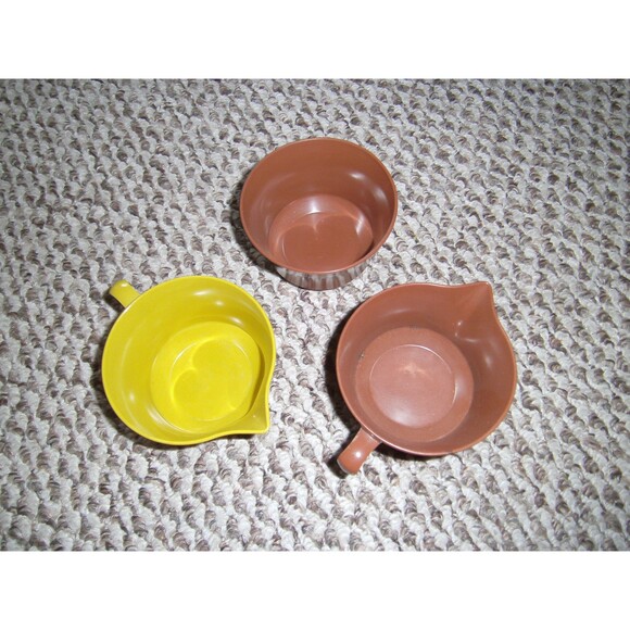 Allied Chemical Gold Yellow MELAMINE Creamer & Brown Creamer & Sugar Bow - Picture 1 of 7